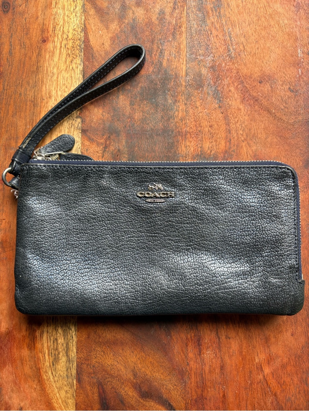 Coach Black Pebbled Leather Wristlet Wallet